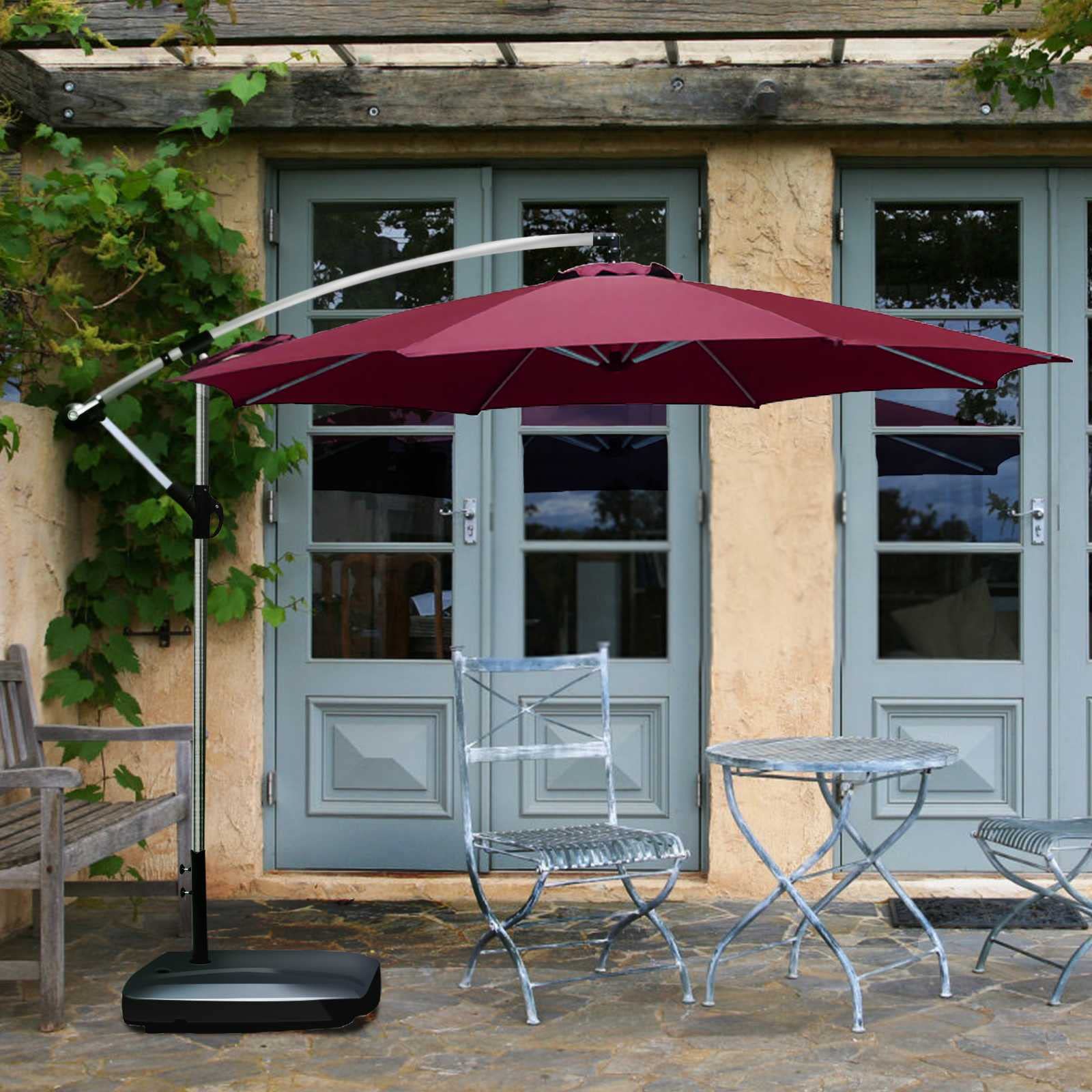 CLSDRZC 2,7M Outdoor Patio Sun Shade, duży ogród parasol w aluminiowym parasolu baldachim solidny ochronę UV na plażę/basen/patio/namiot schronienia na świeżym powietrzu