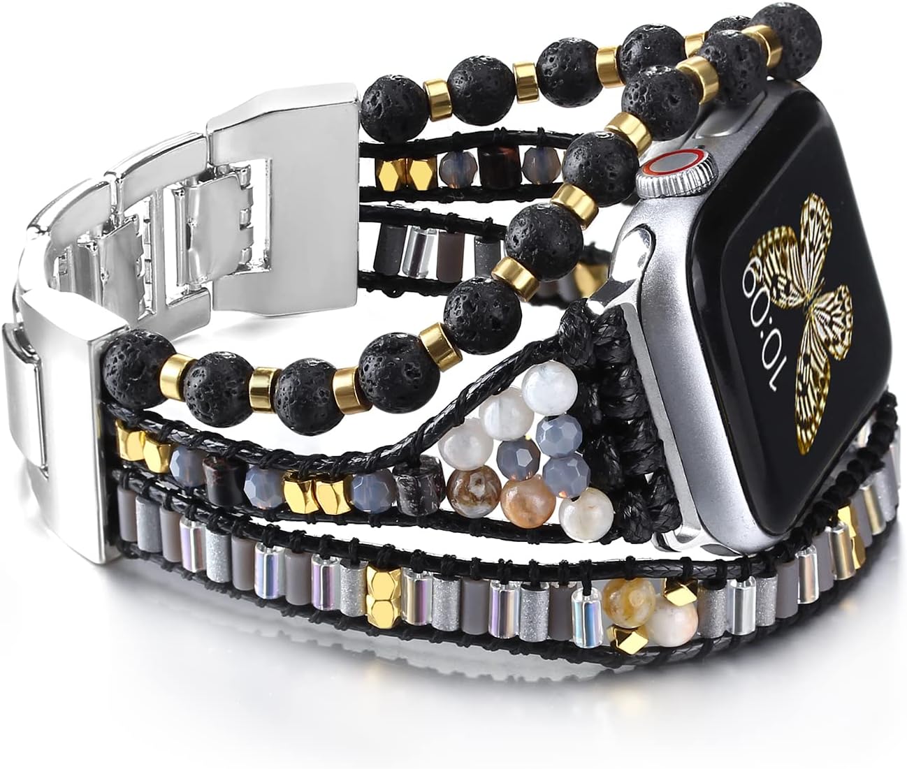 Boho Bracelet Compatible with Apple Watch Band 38mm 40mm 41mm 42mm 44mm 45mm 46mm 49mm Women Men, Handmade Jewelry Multilayer Wrap Leather Strap for iWatch Band SE 3 Ultra 2 3 Series 11 10 9 8 7 6 5 4 3 2 1