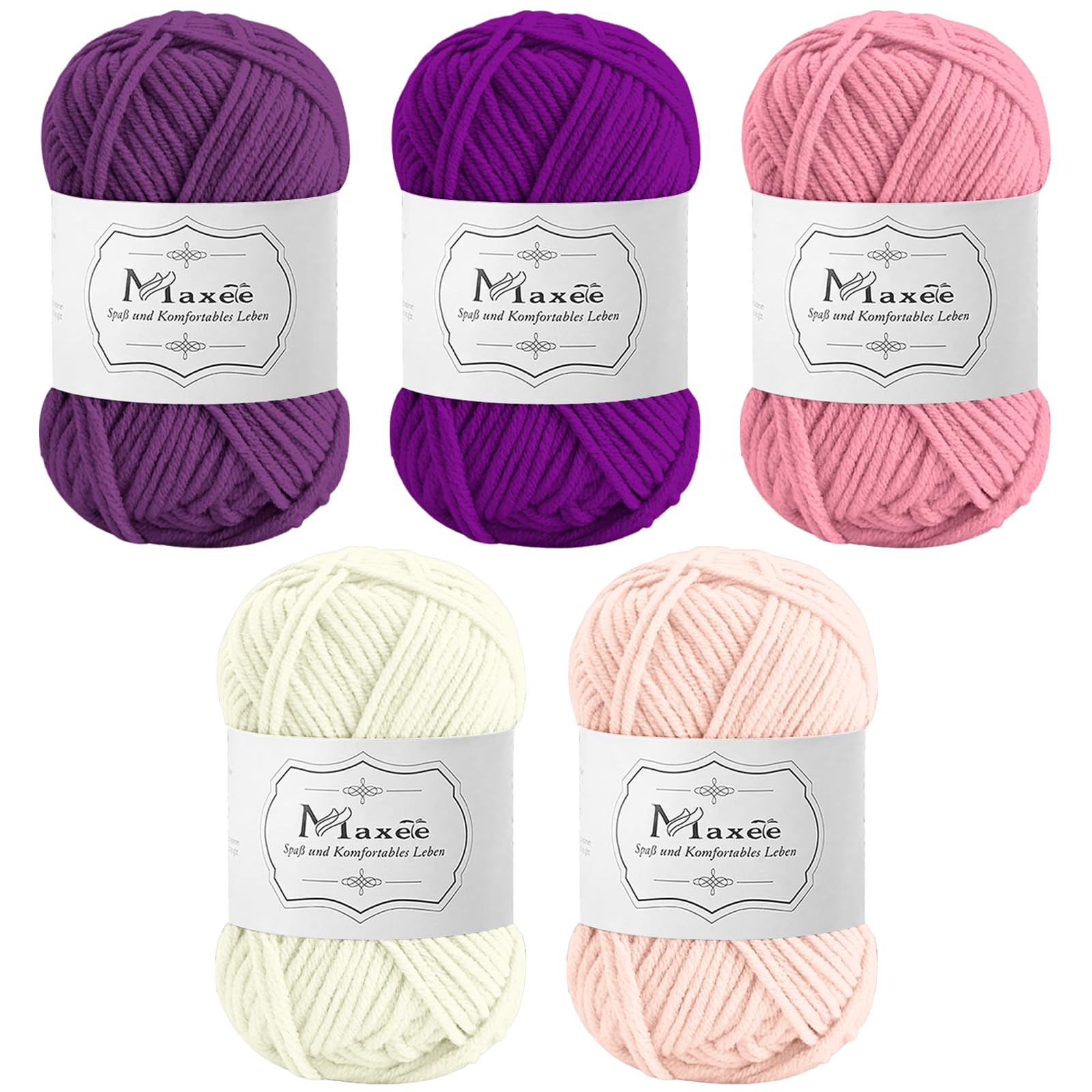 Maxee Häkelgarn 500g (50g*10 Farbe), Acryl Wolle Zum Stricken, Garn zum Häkeln und Stricken, Hand Knitting Yarn Set, Handstrickgarn Baumwollgarn für Häkeln, Wolle zum Stricken und Kunsthandwerk