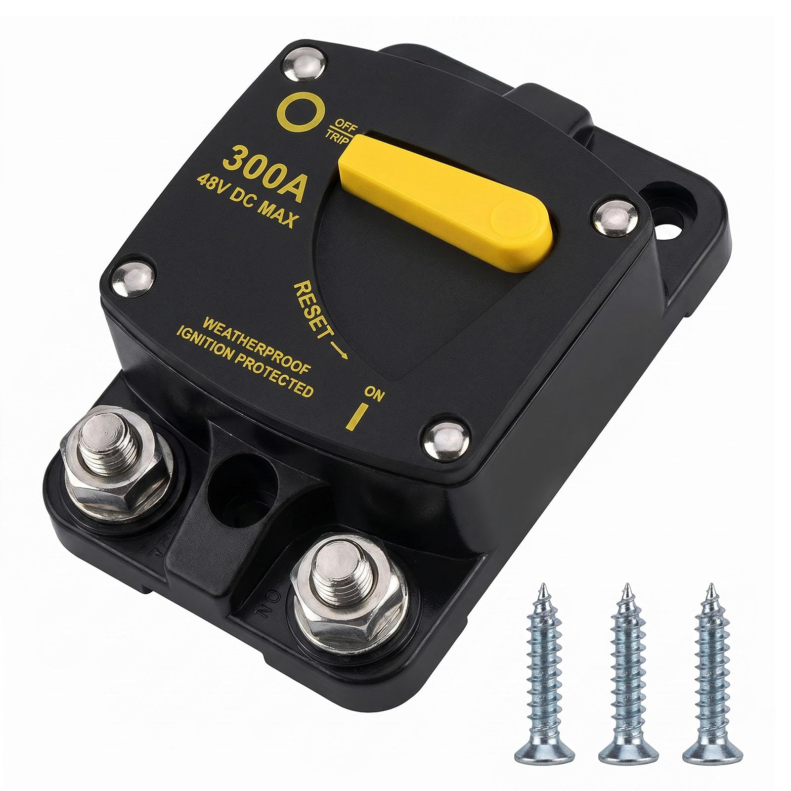 Schutzschalter 300A 12V-48V DC Waterproof Automatische Sicherung Breaker | Mit Auto-Abschaltung & manuellem Reset – für Auto, Boot, Wohnmobil, LKW, Trolling-Motor, Solar, Batterie & Audio.