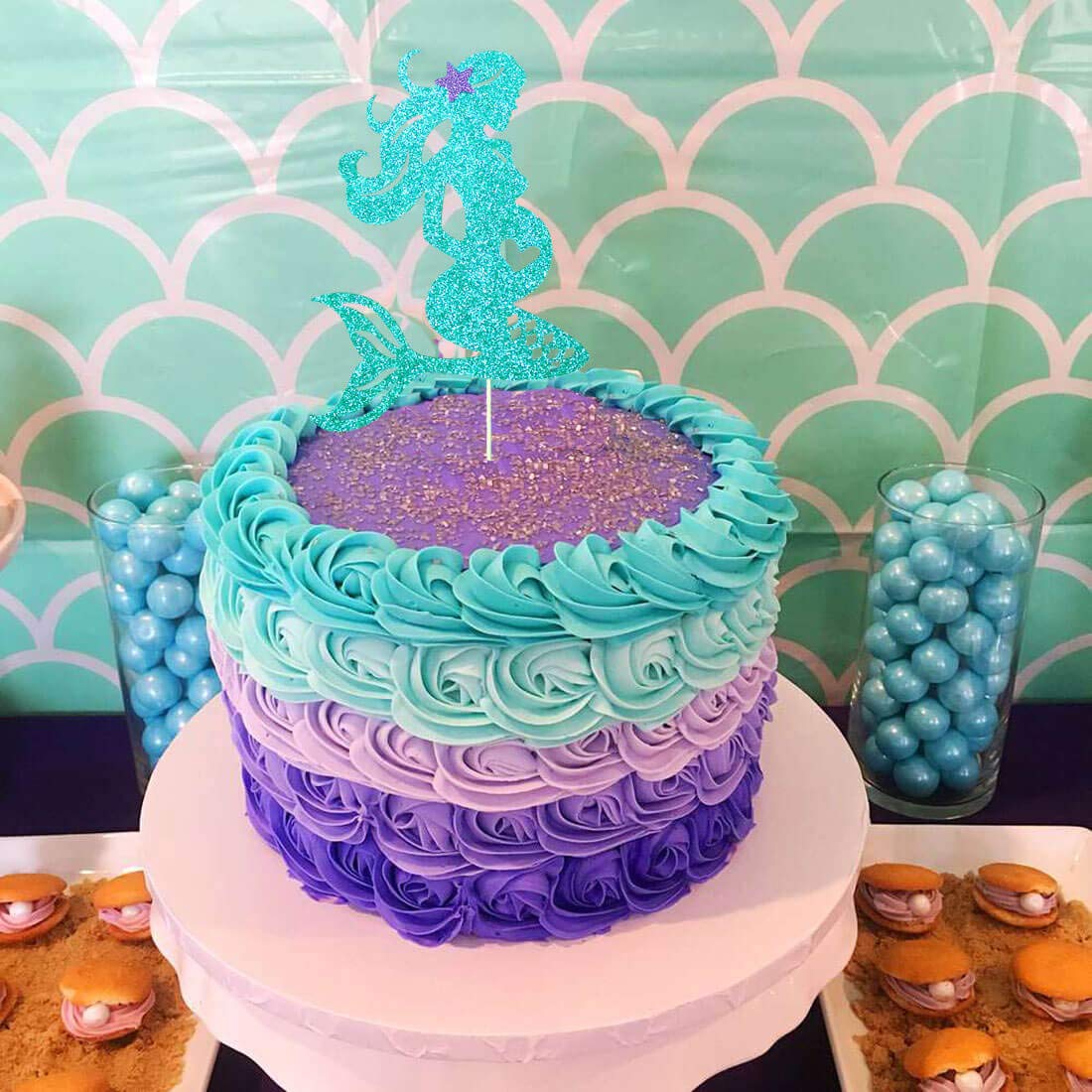 Buy HEETON Mermaid Baby Shower Cake Topper Under the Sea Pregnant