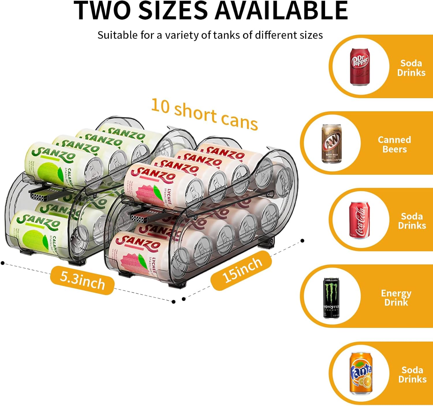 Drink Organizer for Fridge, Soda Can Organizer Dispenser for Refrigerator with Automatic Rolling,Organize Standard Size 11.15oz or 12oz Cans Drink,Save Space for Fridge、Kitchen、countertop - Image 2