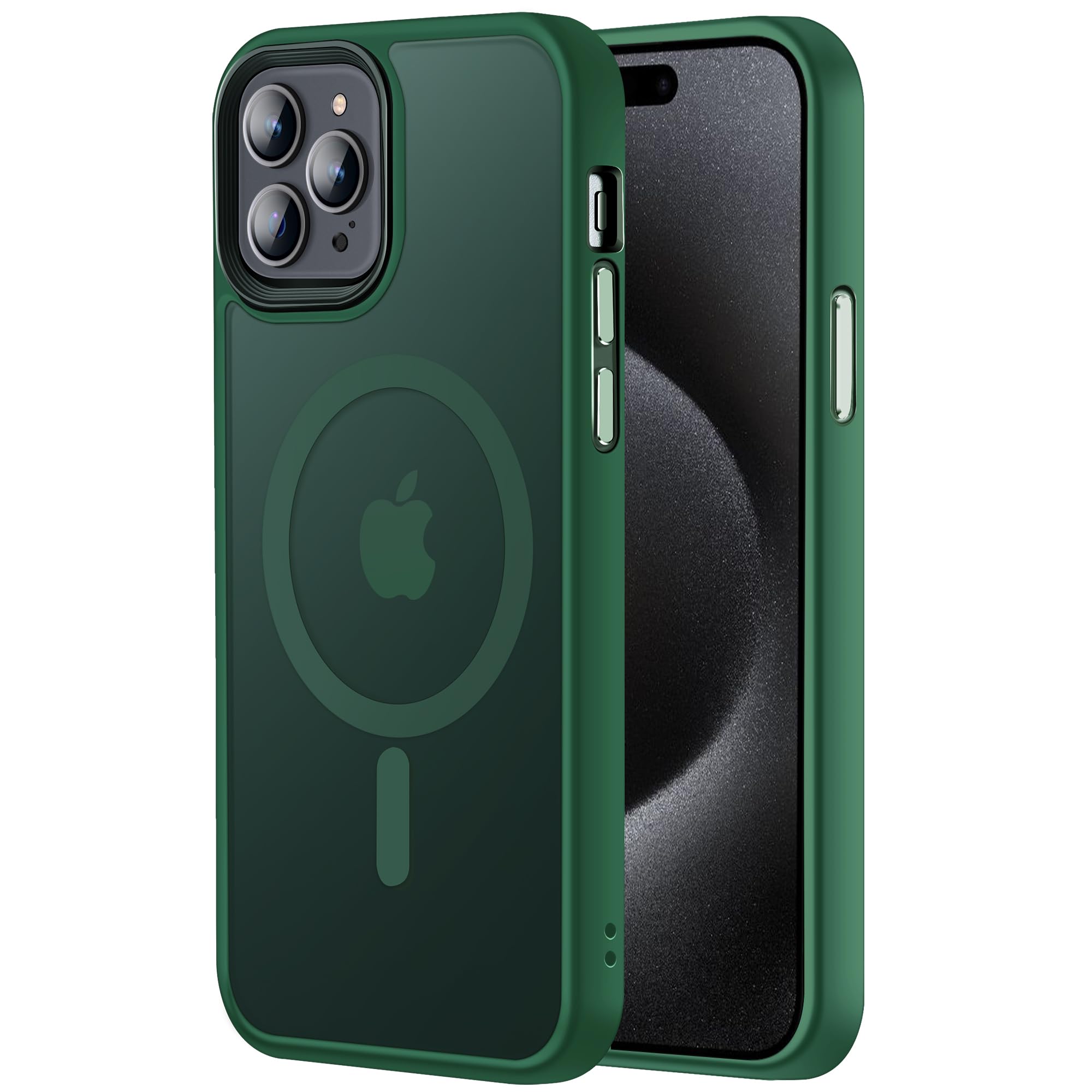(similar) Tigowos Compatible with iPhone 15 Pro Max case Fits MagSafe 10FT Drop Resistant Matte Skin Feeling Shockproof Back Cover Fits iPhone 15 Pro Max Phone Cases, Matte Green