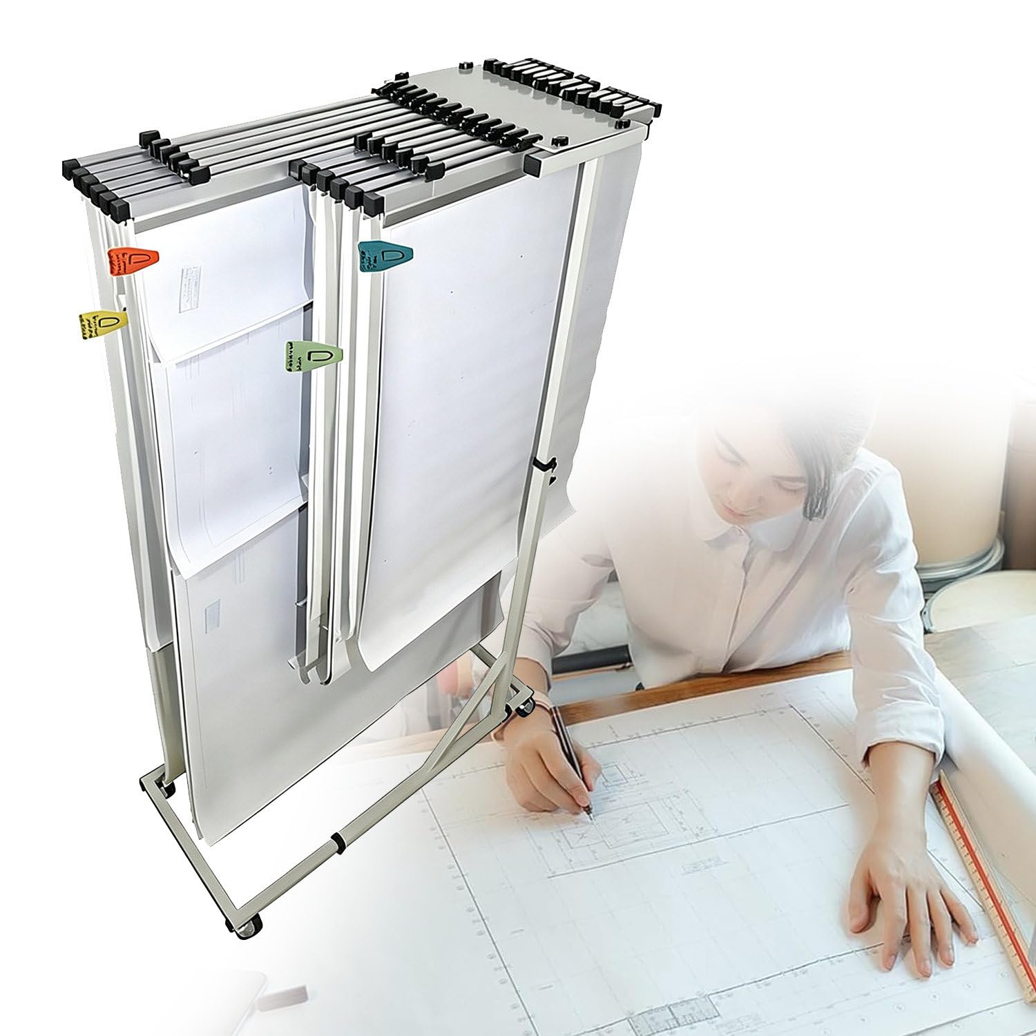 Support De Dessin Réglable En Hauteur Et Longueur à Roulettes 6A06A1Clamps