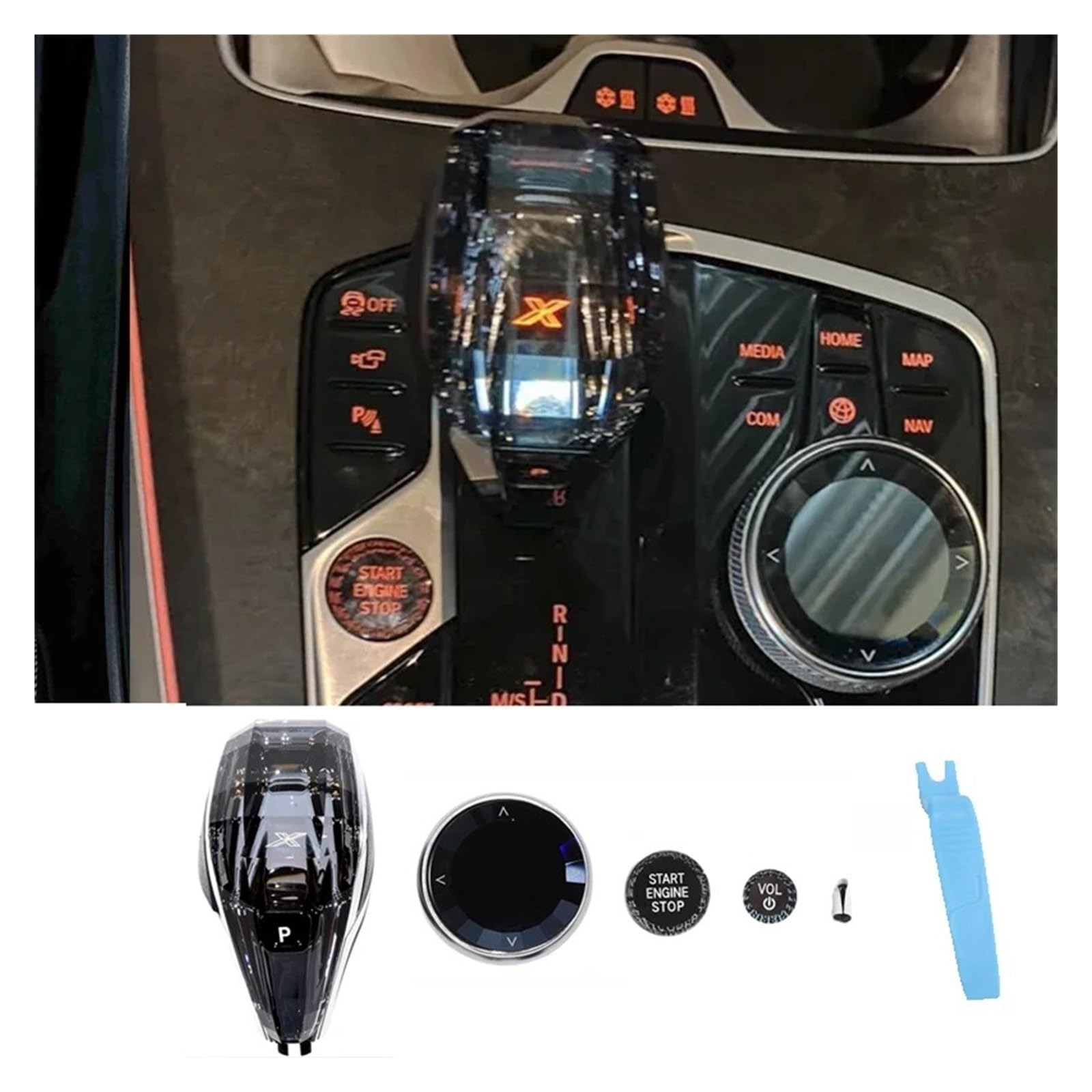 Palanca Velocidad Coche Para BMW Serie 3 Para X3 Para X4 Para X5 Para X6 F44 G20 G05 G06 G01 G02 G08 Juego De 4 Palancas Cambios Automáticas Cristal(For G05 G06 G07)