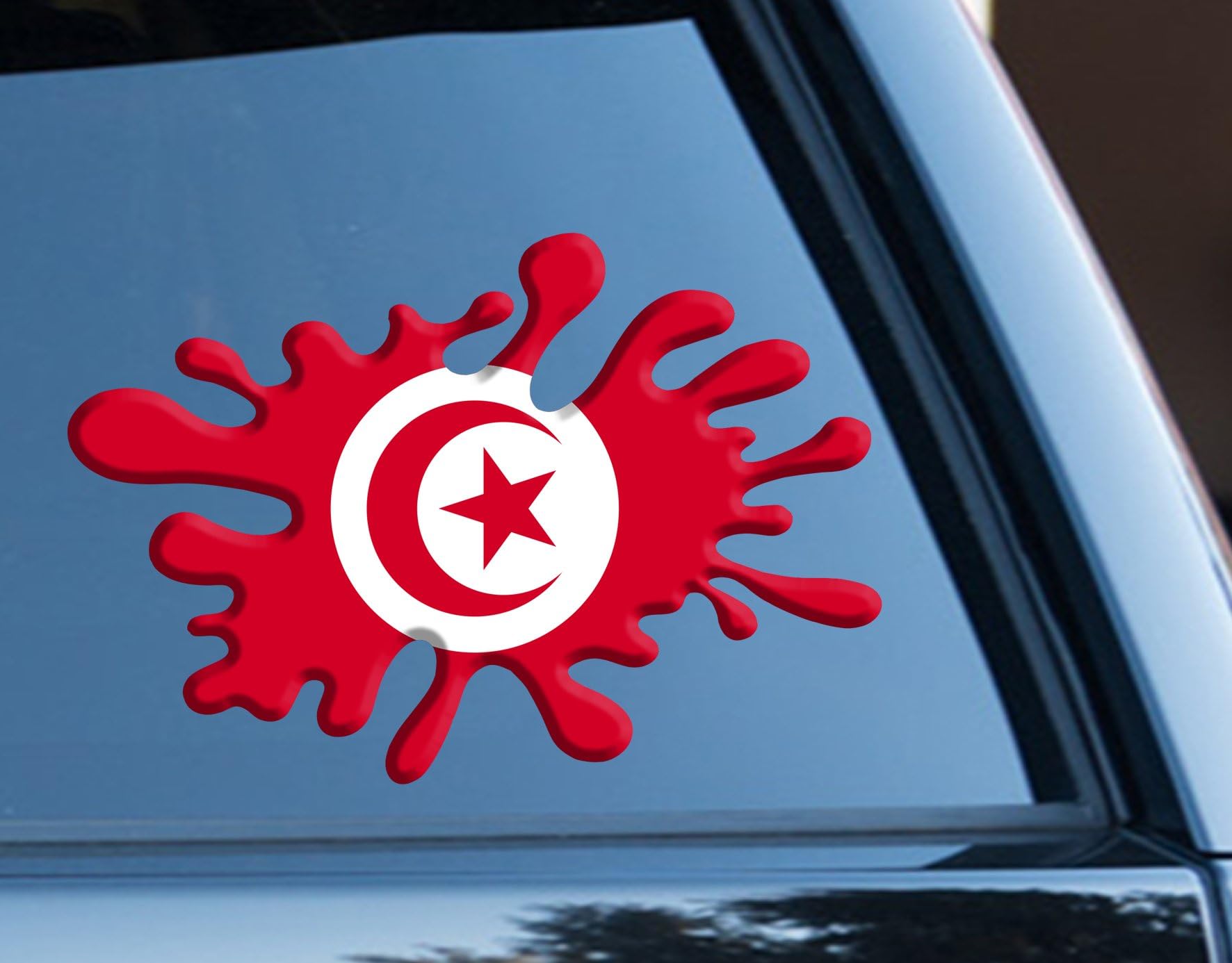 Tunisia Flag Splat 3D Effect Funny Decal Sticker Car, Van, Laptop, Doors or Walls Ideal for Camper Vans, Caravans Cars and Vans National Pride