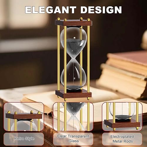 Miniatura 3 de Temporizador de arena de 60 minutos, reloj de arena con barra de oro de 60 minutos, reloj de arena de reloj de arena de 1 hora, reloj de arena de