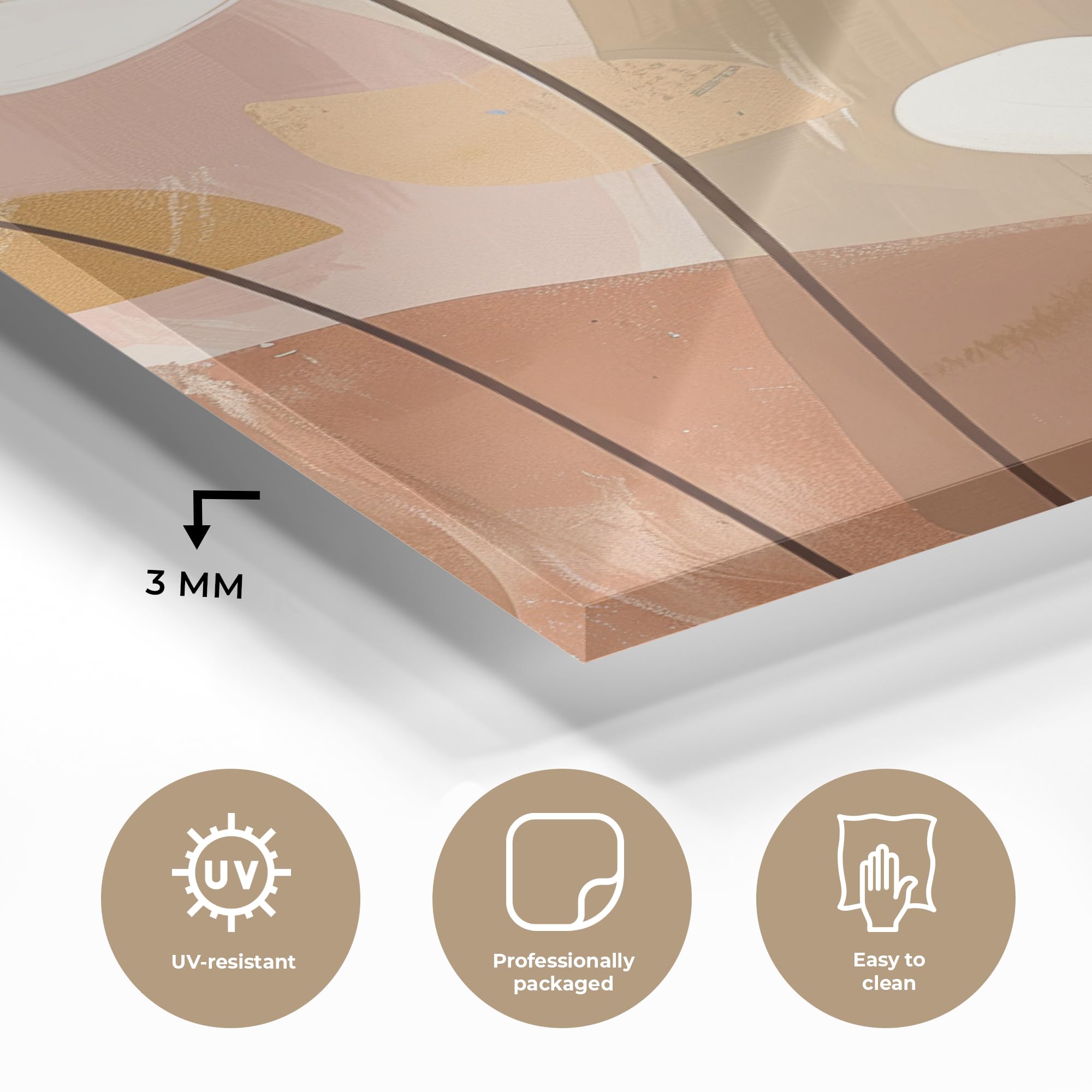 MuchoWow© Quadri Grande Formato 40x60 cm Mini Poster Parete Moderno Interno Stampa Foto Su Vetro Salotto Cornice Murale Arredamento Fiori - Astratto - Beige - Arte