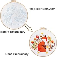 Vista 3 de Louise Maelys Kits de bordado de zorro de otoño para principiantes con patrón de animales otoñales, kit de punto de cruz para principiantes, punto