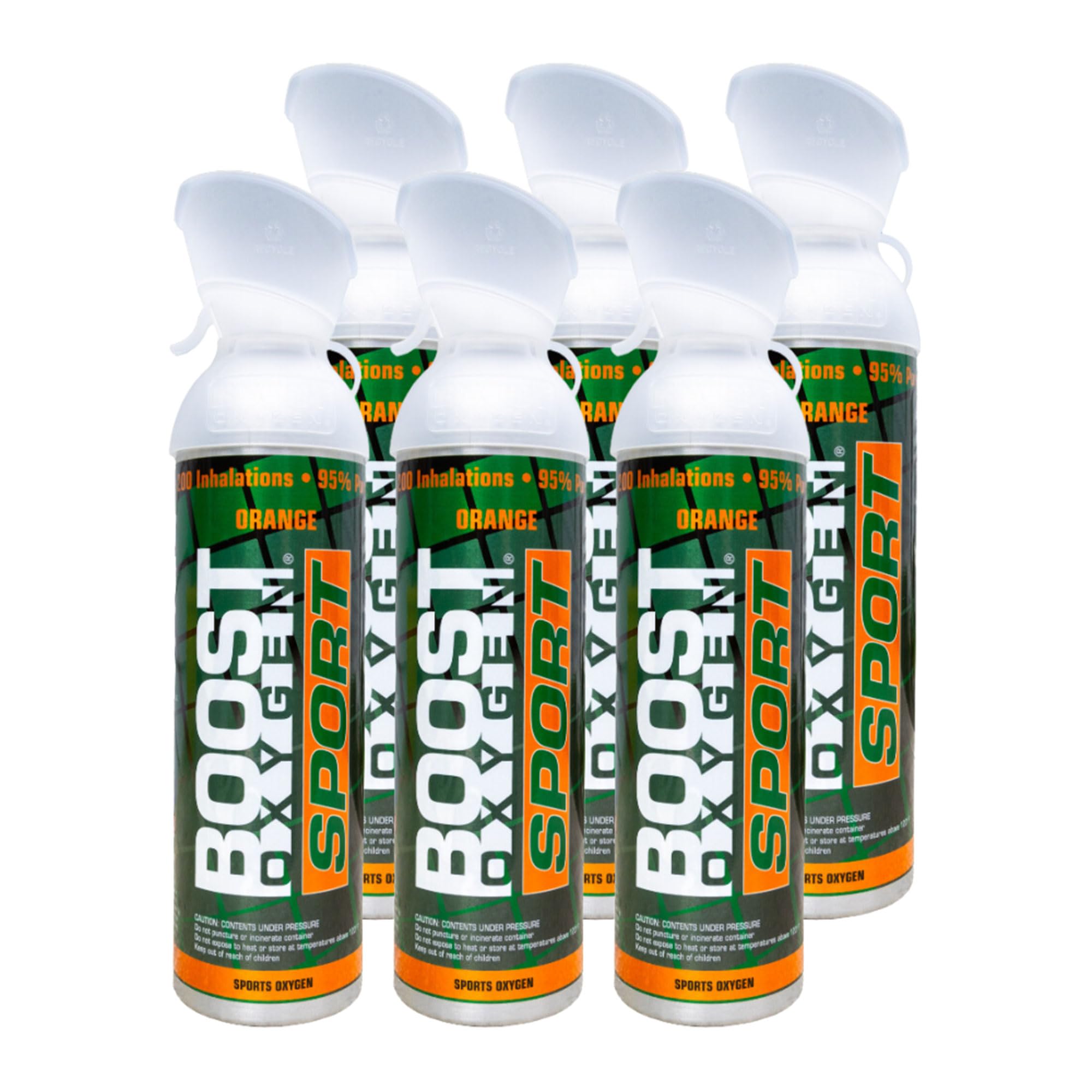 Boost OxygenLarge Sport Orange Aroma 10L Canister | Respiratory Support for Aerobic Recovery, Altitude, Performance & Health (6 Pack)