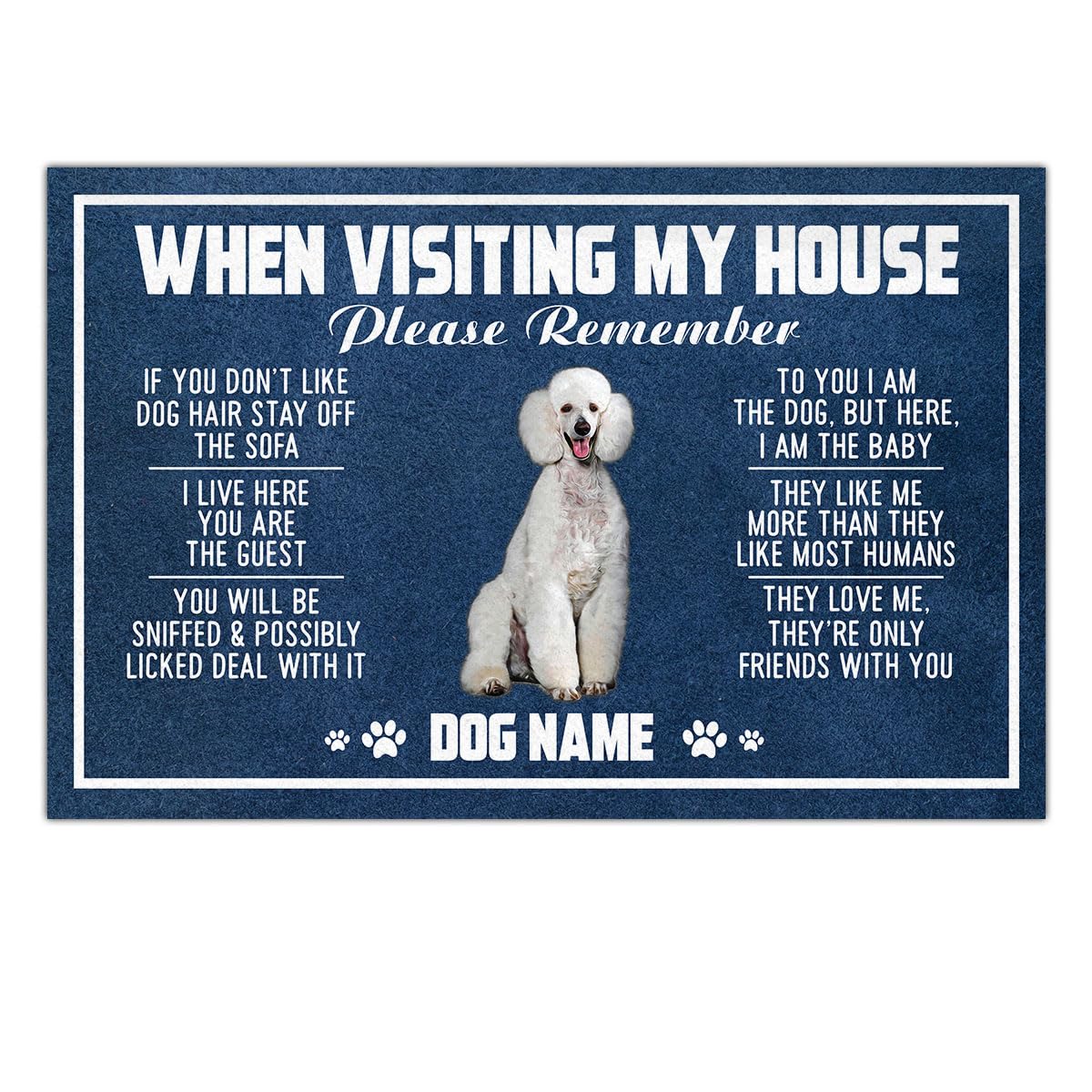 Poodle Doormat When Visiting My House Please Remember Personalized Rug Door Mats Outdoor Decorations Entry Home Porch Front Doormats Housewarming Gifts for Dog Lovers Friends