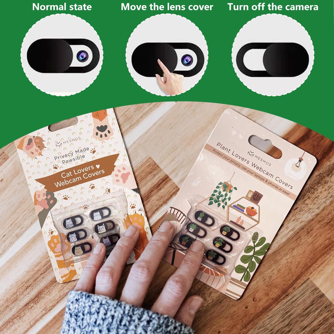 Set Copri Webcam Ultrasottile con Motivo Vegetale per Protezione Privacy 6 Pezzi