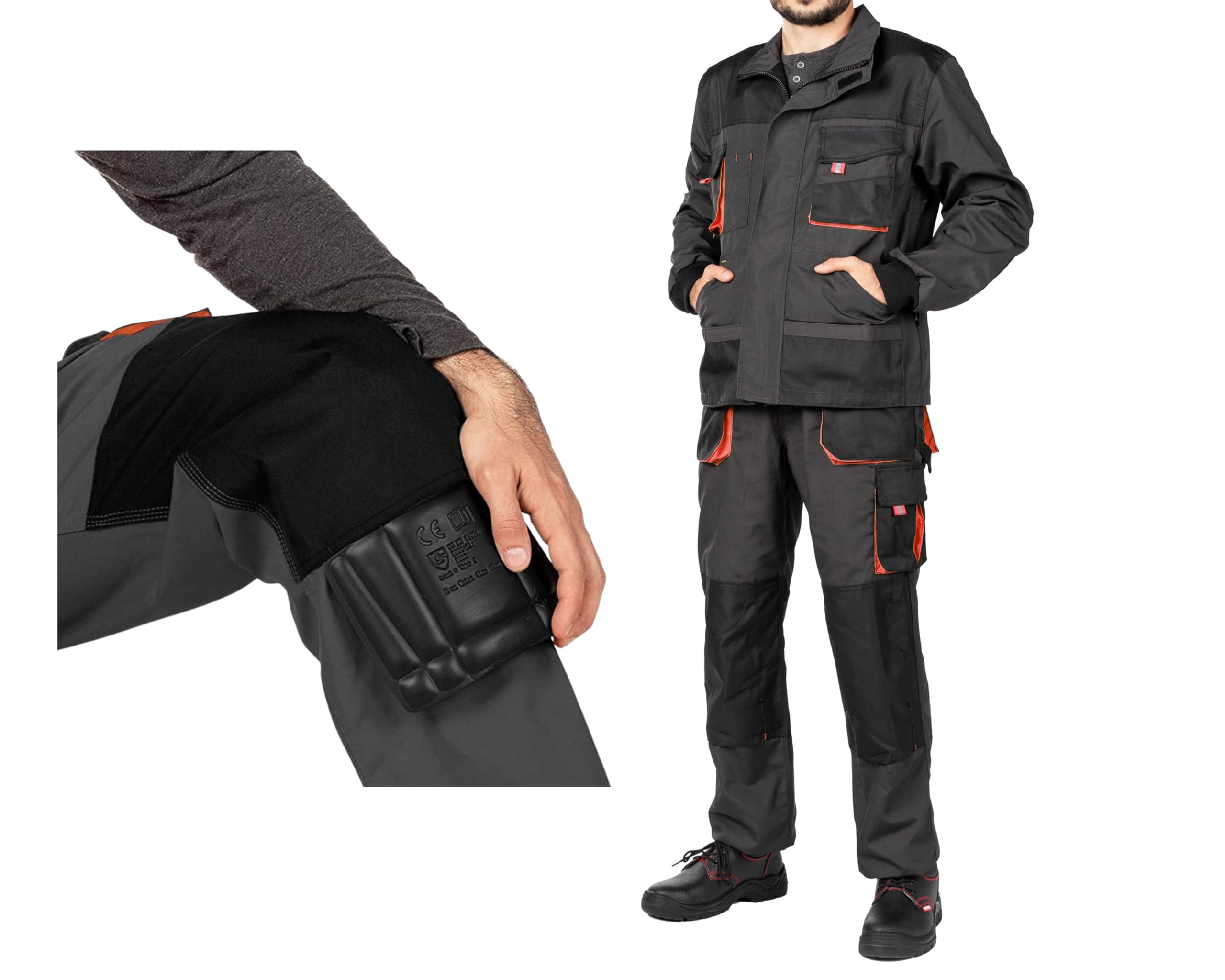 MAZALAT work wear Pantalones de Trabajo para Hombre, Pantalon de Seguridad, Pantalones con Peto de Trabajo para Hombre, Ropa Hombre, Bolsillos Multiusos, S - 3XL, con Rodilleras Trabajo
