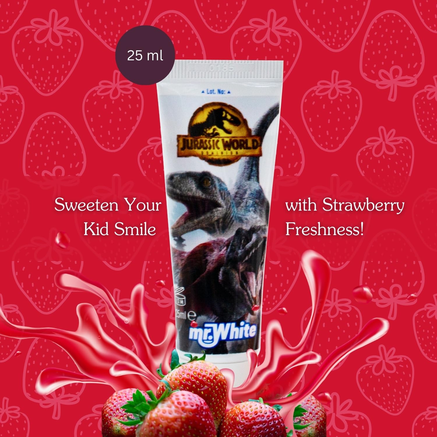 Jurassic World - Kit da viaggio per l'igiene orale, contiene dentifricio al gusto di fragola e spazzolino da denti con tappo di protezione, ventosa, manico comodo e setole morbide per bambini