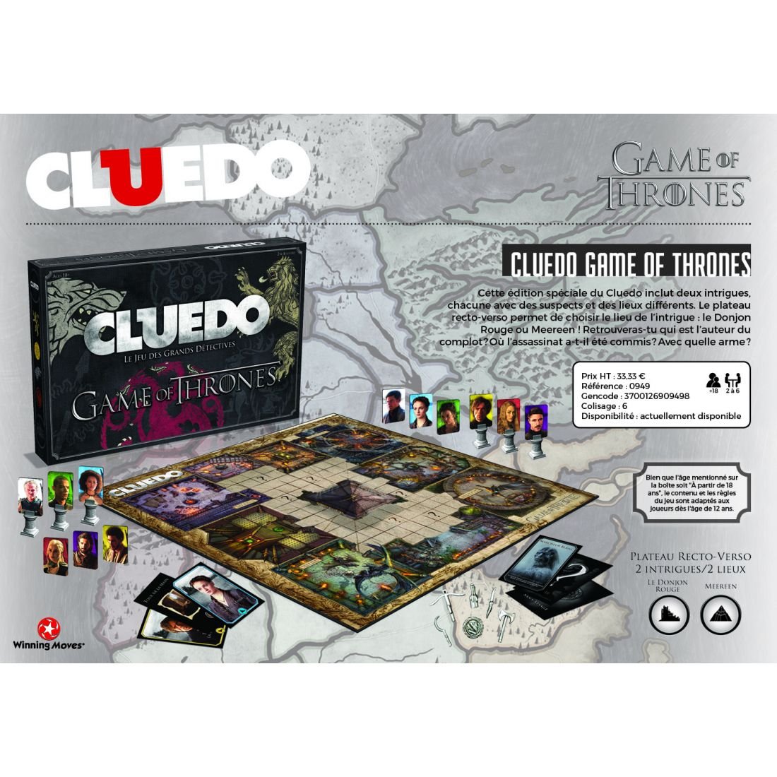 Winning Moves - Cluedo Game of Thrones - Jeu de société - Jeu de Plateau - A partir de 18 ans - 2 à 6 joueurs - Version Française