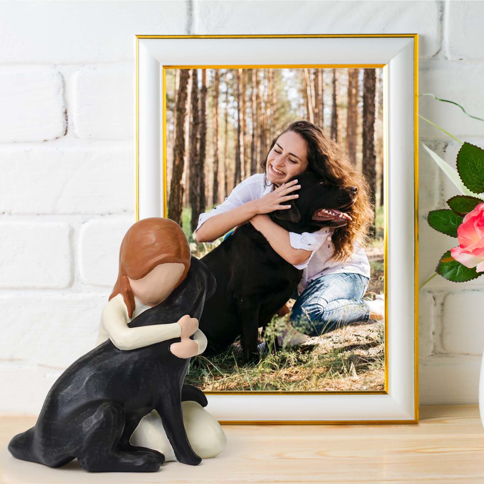 Lnrkai Black Dog Figurines Statues, Memorial Gifts for Loss of Dog, Sympathy Dogs Figurine for Pet Lovers, Hand-Sculpted Resin Black Labrador, Home Decor for Dogs Owners