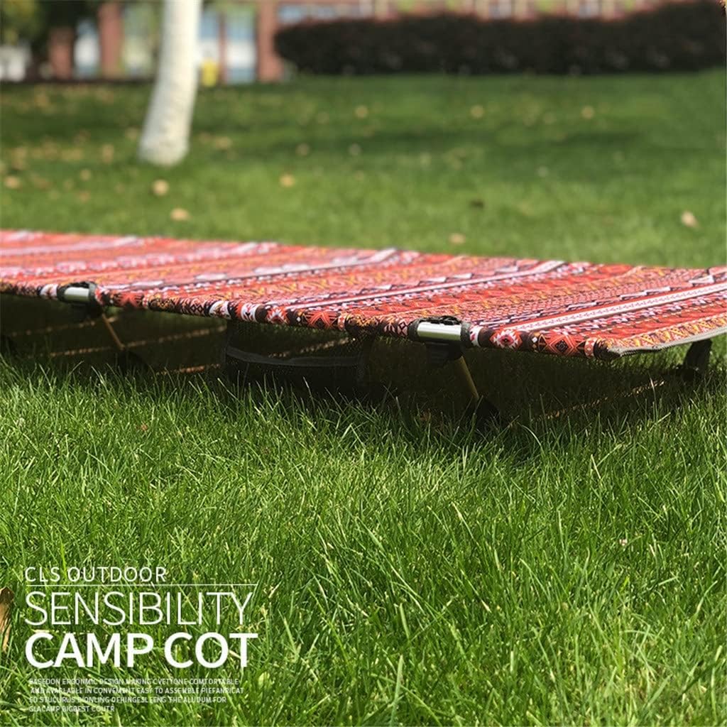 N/A Portable Folding Bed Outdoor Beach Camping Bed Aluminum Alloy Single Ethnic Style Camping Picnic Lunch Break Camp Bed (Color : A, Size : As Shown in The Picture) : Sports & Outdoors