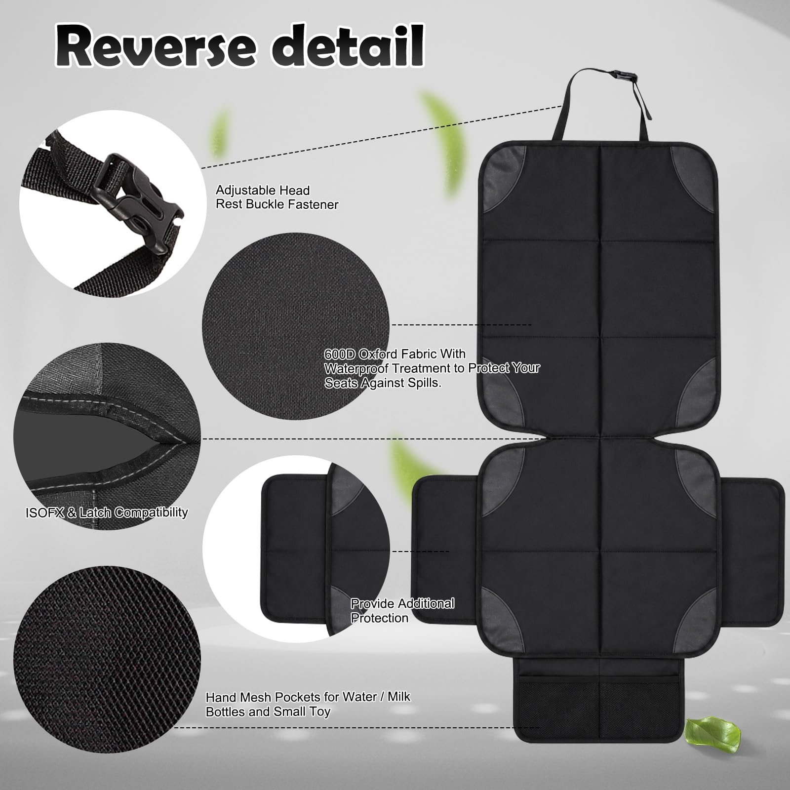 AiQInu Protector Asiento Coche, Impermeable Antideslizante Compatible Protector de Asiento de Coche de Niño con 2 Bolsillos de Almacenaje para Asiento de Coche de Cuero y Tela