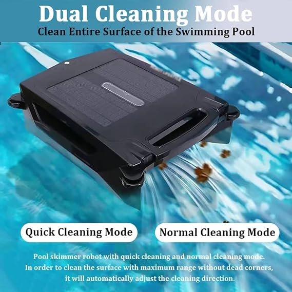 Automatic Cordless Pool Skimmer, Automatic Robotic Pool Cleaner, Automatic Pool Skimmer Cleaner Robot, Smart Obstacle Avoidance, Two Speed Modes, Waste Collection, for All Swimming Pool