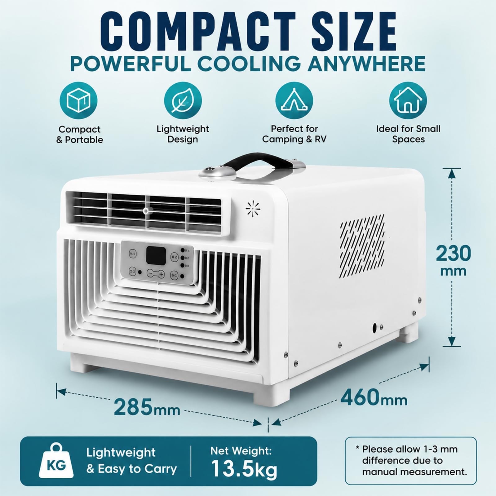 Aire Acondicionado Portátil Para Camping, Mini Aire Acondicionado De 3400 Btu, Unidad De Aire Acondicionado Silenciosa De Baja Potencia De 300 W Sin Ventana Para Tiendas De Campaña, Caravanas