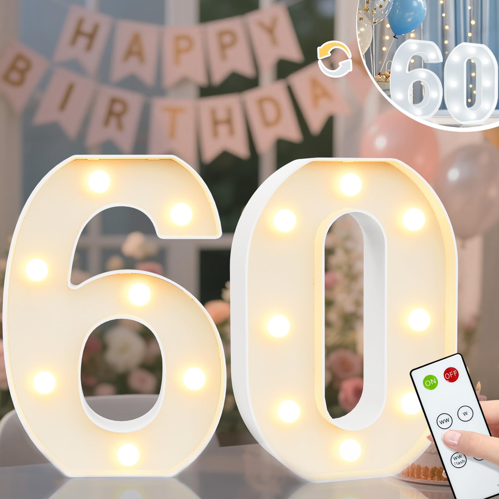 8.8" Decorative LED Light Up Numbers, Marquee Numbers Lights for 7th Birthday Decorations, Lighted Number Sign for Birthday Party Night Lights Wedding Anniversary Home Wall Decor, White Number 7 — view 82