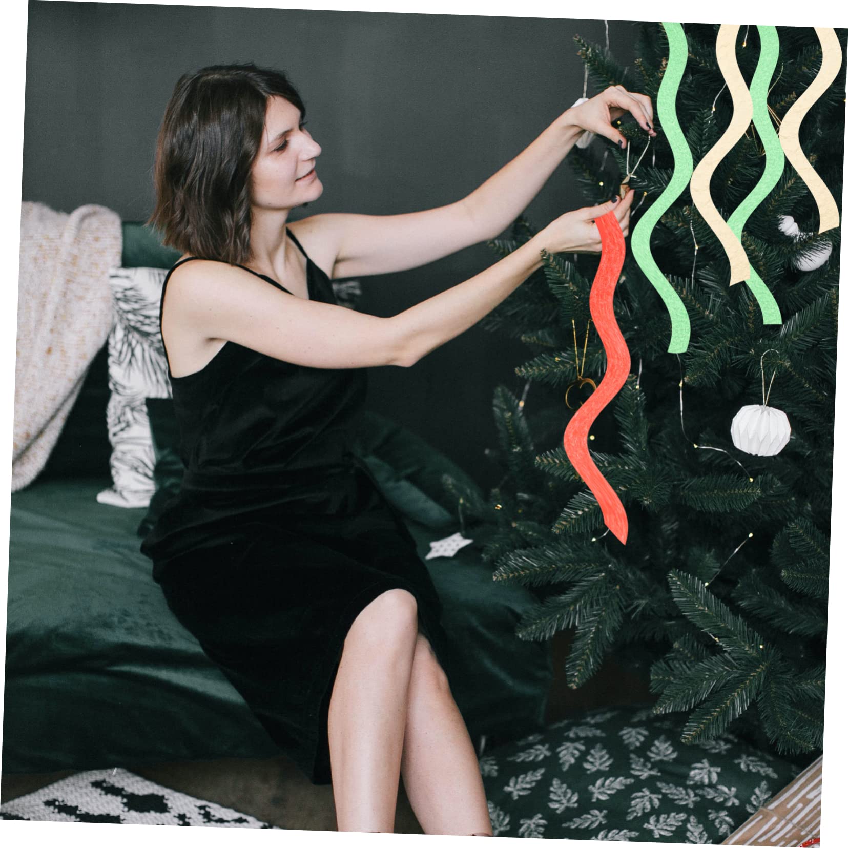 PRETYZOOM 30 Piezas De Adornos De Papel Crepé Para Manualidades Decoraciones De Fiesta Serpentinas De Cumpleaños Serpentinas De Boda Decoración De Fiesta Serpentinas De Navidad