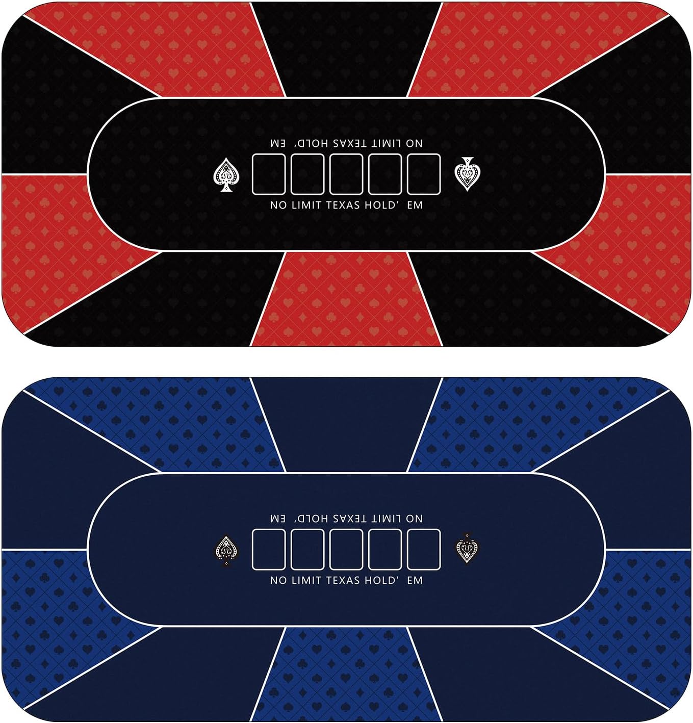 YUZPKRSI 70 x 35 Inch Poker Mat Blue + Red