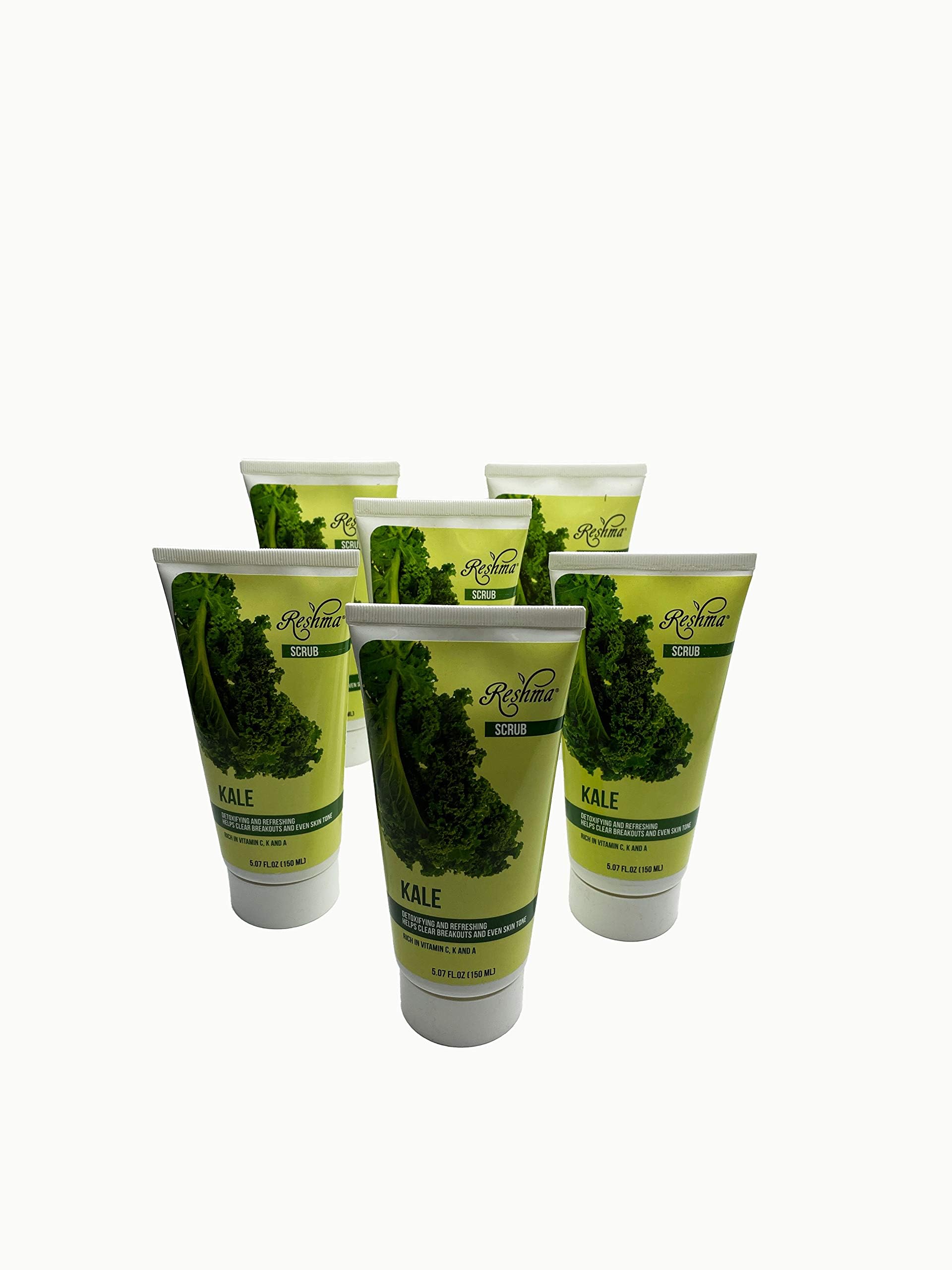 Reshma Beauty Kale Scrub | Dual Action Cleanser Face & Body Scrub | Gentle for All Skin Types and Dull Skin|Purifying and Hydrating| Enhances Natural Glow| Cruelty Free (Pack of 6), 5.07 oz