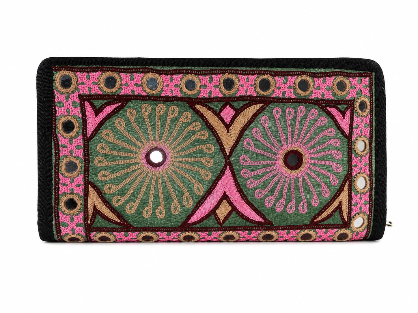 Handcrafted Embroidered Clutch with Mirror Work & Zip Closure-picture-49