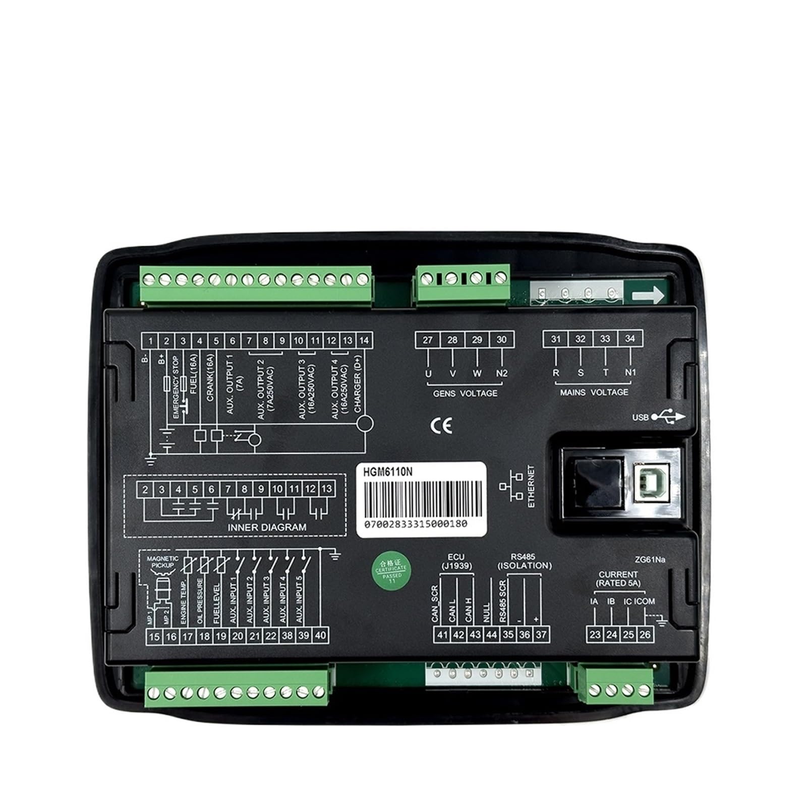 HGM6110N Controlador de generador de Arranque automático Panel de módulo de Control Piezas de Grupo electrógeno Original