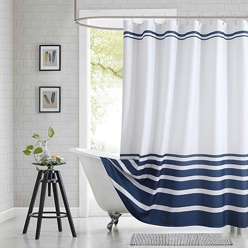 Miniatura 18 de Cortina de ducha de tela para cabina, cortinas de ducha con degradado negro y gris para baño, cortinas de baño impermeables, 54" An x 72" Al