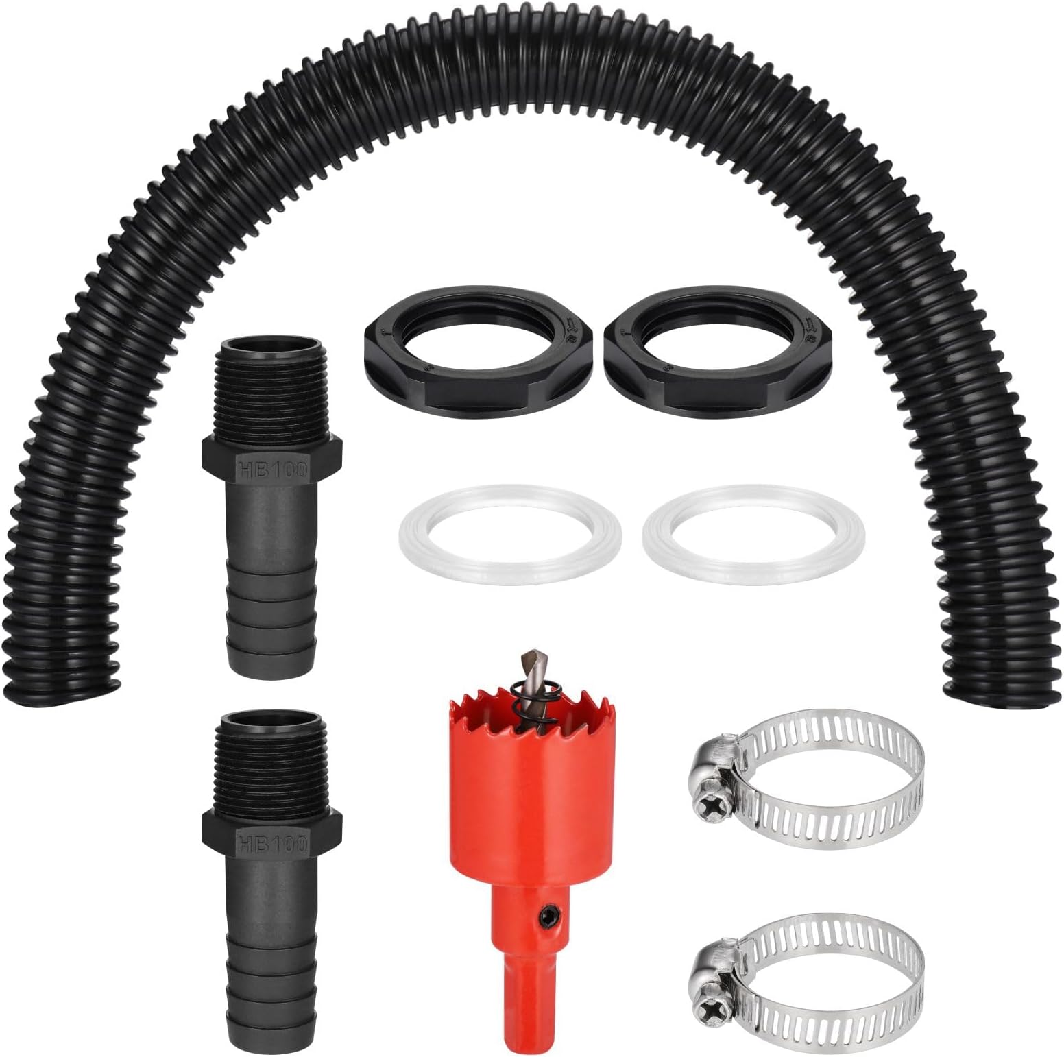 Zocipro Water Butt Connector Kit, 2Pcs 25mm Connection with 50cm Flexible Hose Pipe & Fittings Joining 2 Tanks, Butts, Rain Barrels Together (Male Thread), 3.5x50cm (G013-01)