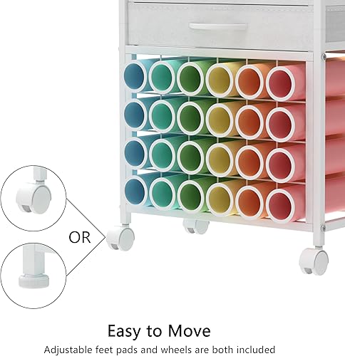 Miniatura 6 de Organizador y soporte de almacenamiento compatible con máquinas Cricut, carrito de almacenamiento rodanteestante con 24 soportes de rollo de vinilo,
