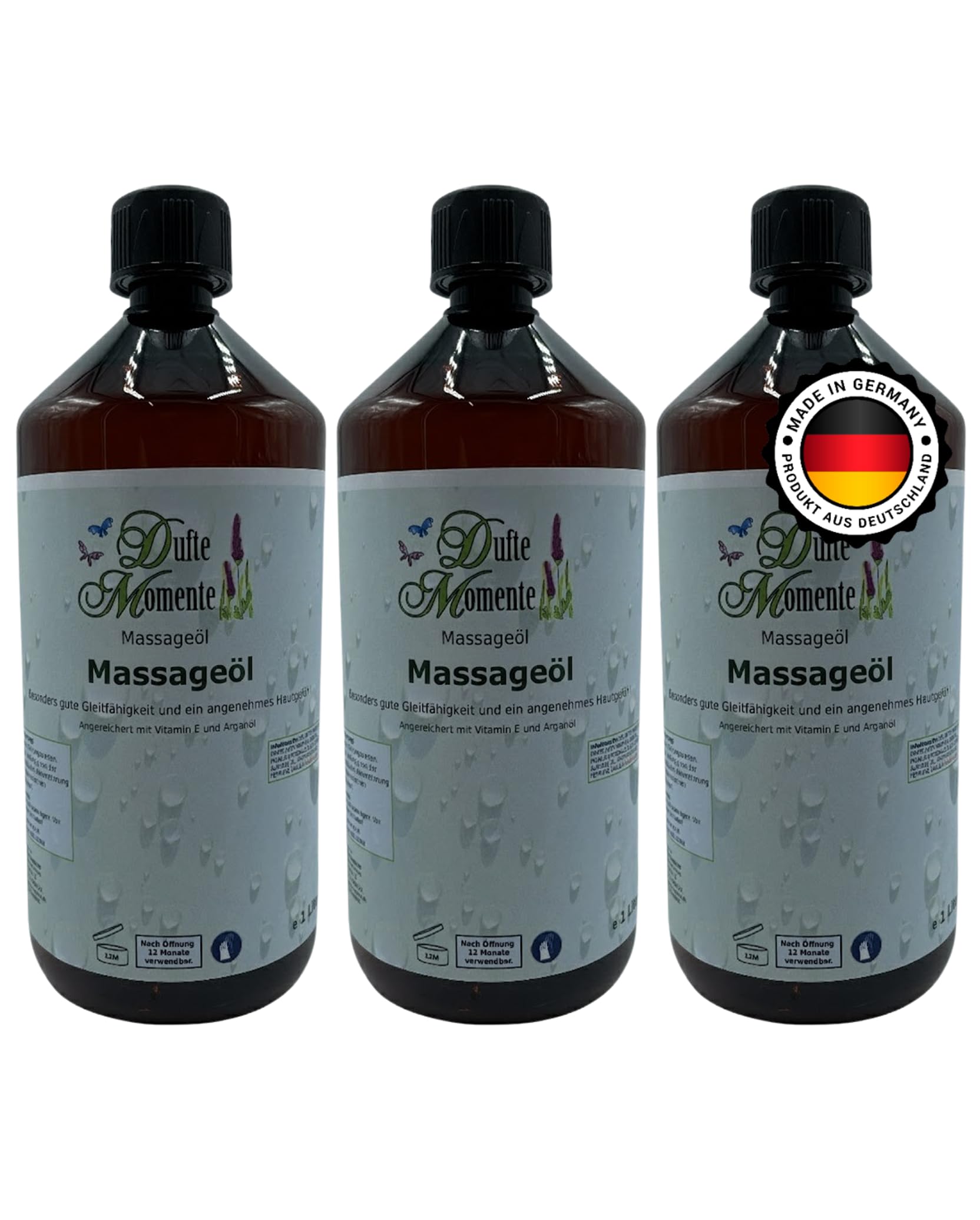 Dufte Momente Massageöl Set – 3 × 1 Liter – freie Duftwahl – Pflanzenölbasis – natürliche Pflege & geschmeidige Gleitfähigkeit – Wellness & Massage – Made in Germany