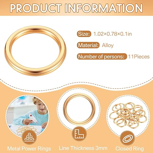 Miniatura 8 de 11 piezas de anillos de oro de metal dorado para exhibición de figuras de juego de atrapasueños con bolsas de organza con cordón dorado