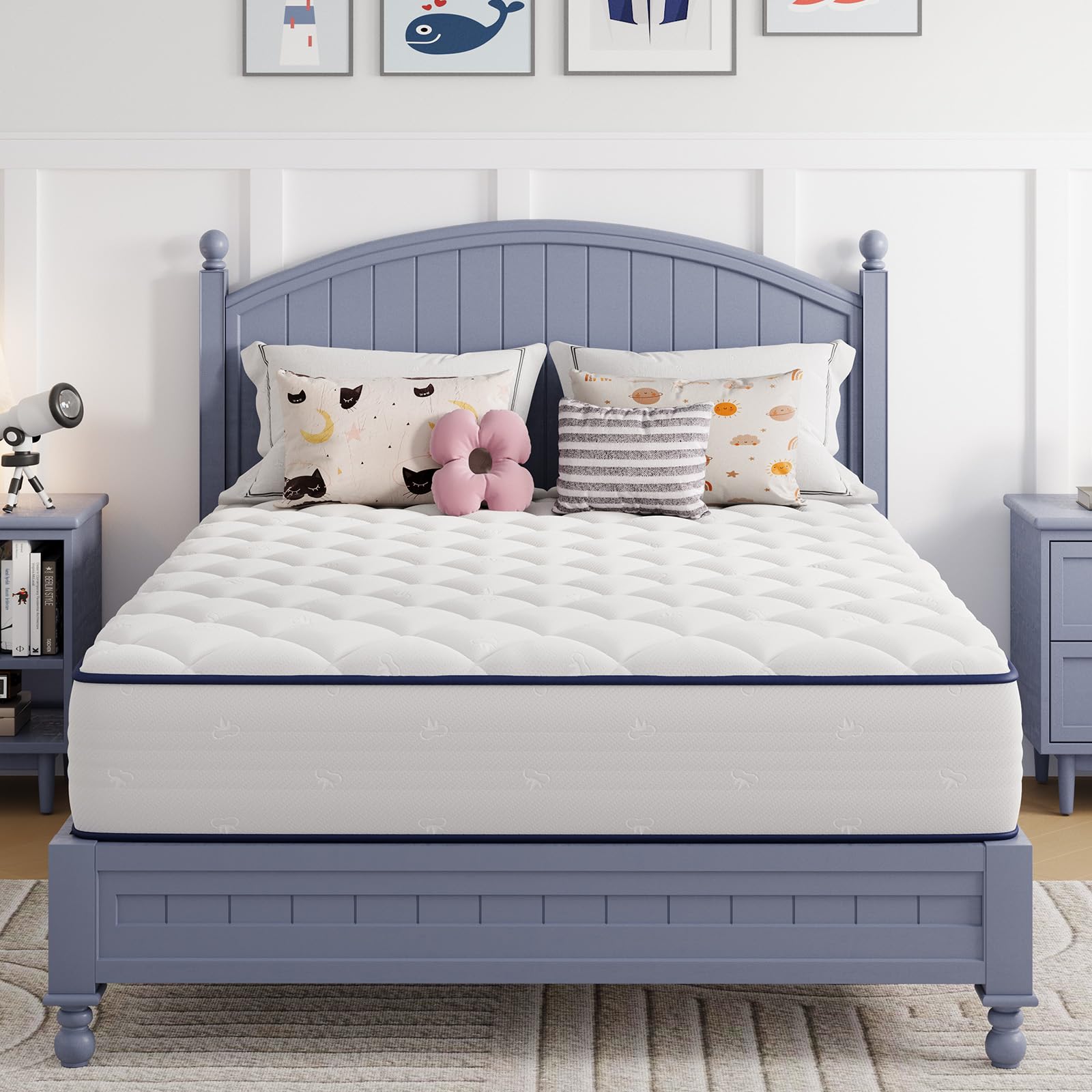 Avenco 6 Inch Twin Mattress Foam and Spring Hybrid Mattresses in a Box Medium Soft Breathable Fabric Adaptive