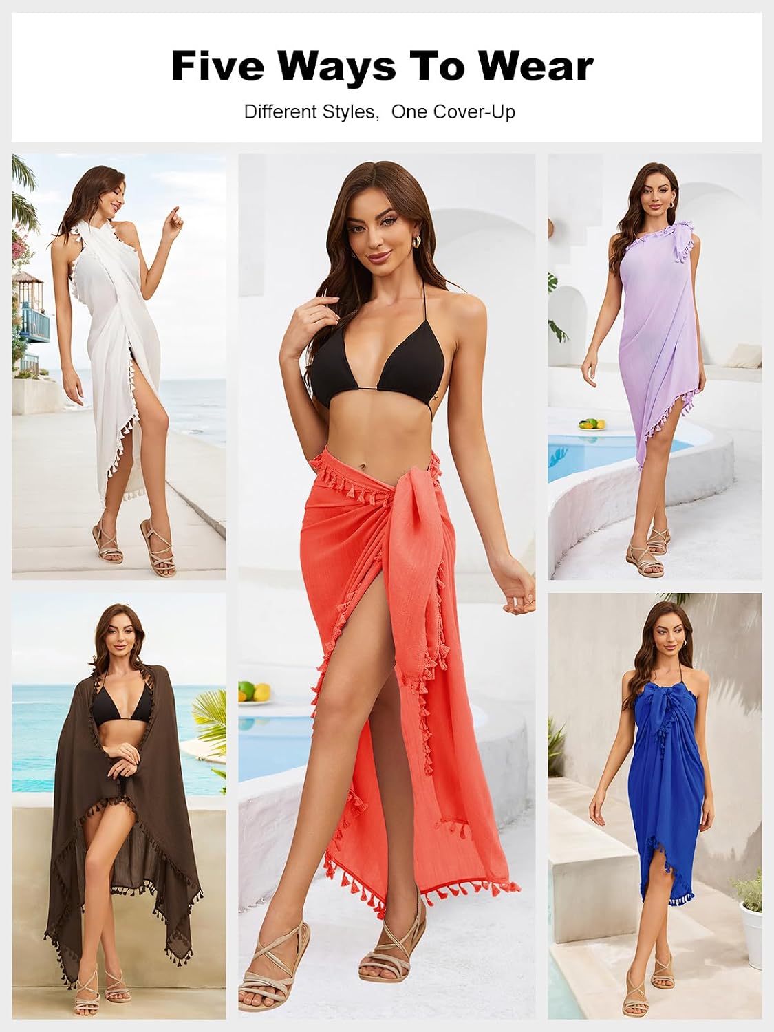 QIANXIZHAN Women's Swimsuit Cover Up,Beach Sarong Wrap Bottom Coverup