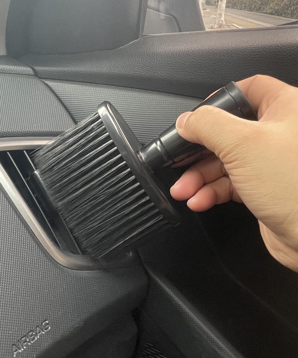Car Interior Dust Brush,Car Brushes for Detailing,Bristles Detailing Brush Dusting Tool for Auto/Dashboard/Air Conditioner Vents/Deep Cleaning Keyboard(Black,1PC)