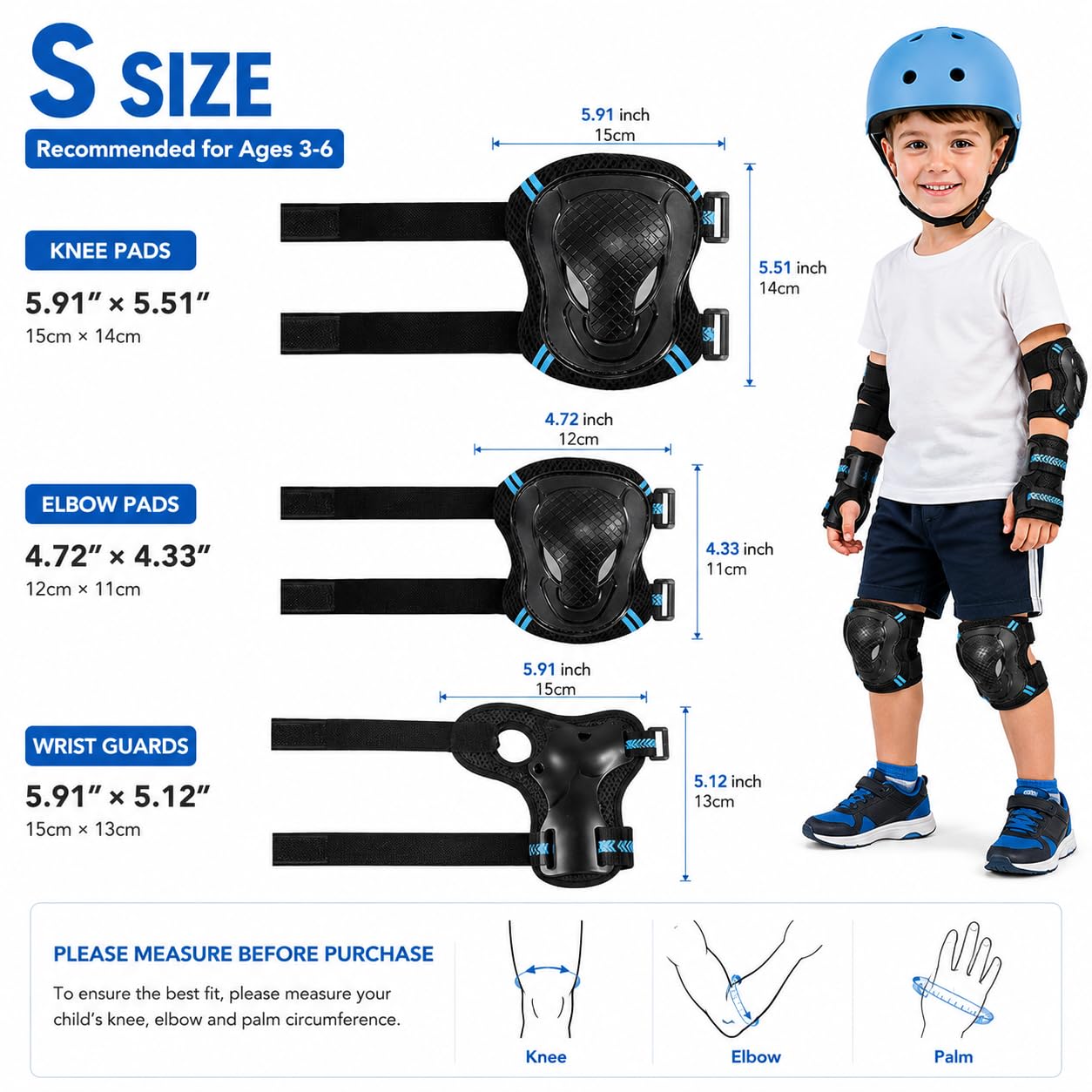 Ensemble de genouillères et coudières pour enfants - Équipement de protection réglable - Genouillères avec protège-poignet - Patins à roulettes pour filles