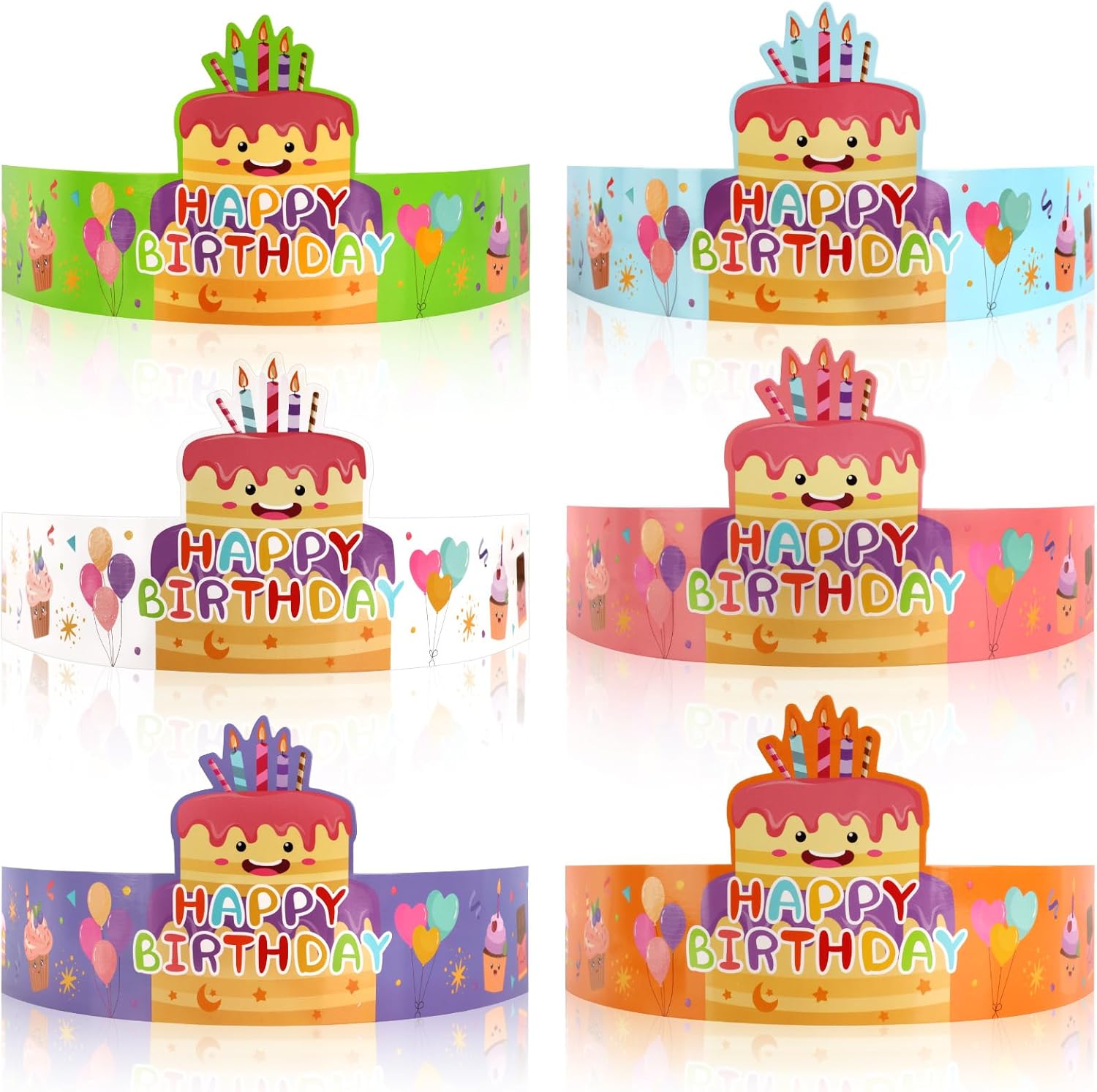 30 Pack Birthday Crowns for Kids Colorful Happy Birthday Paper Hats for Teachers Students School Party Supplies