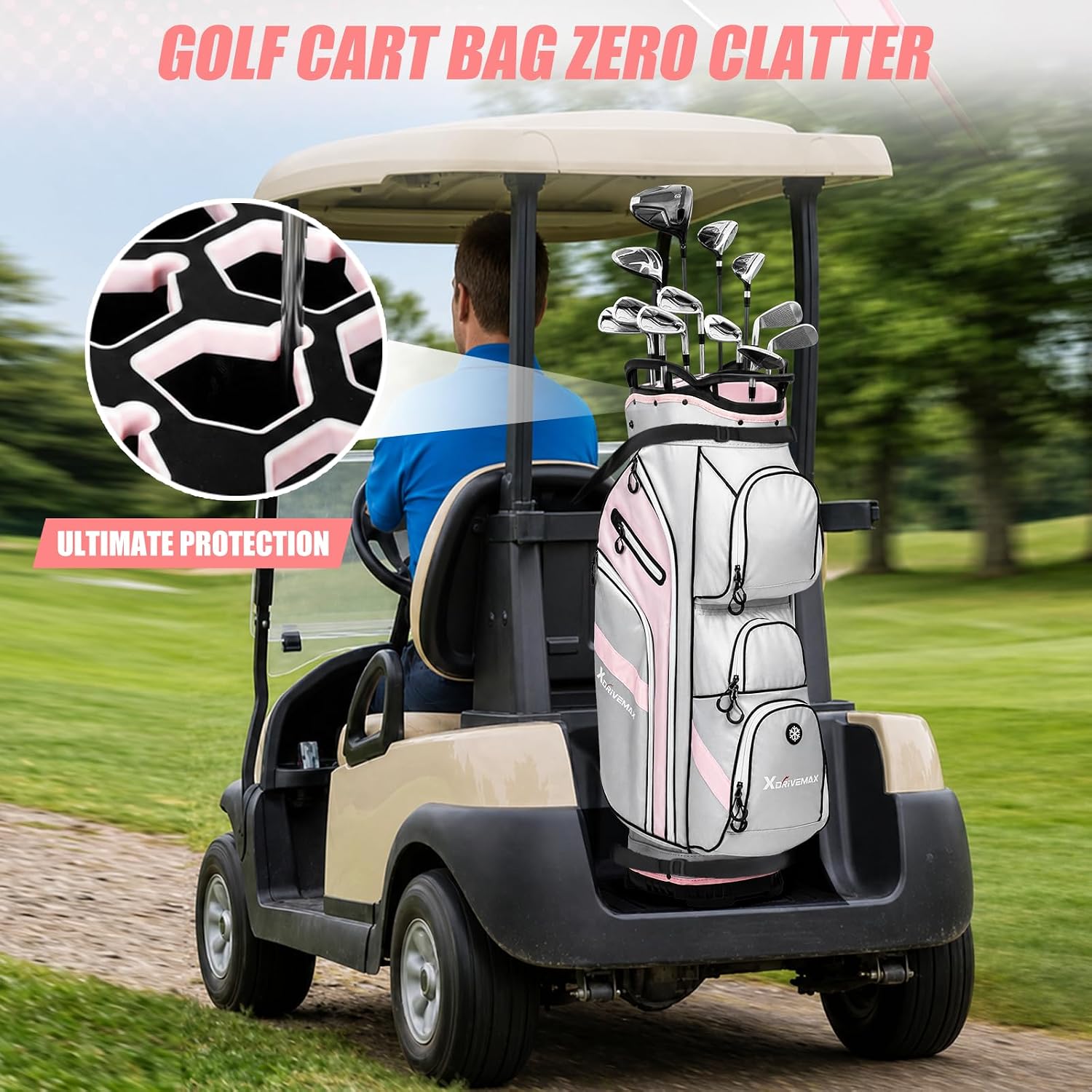 XDriveMax 14-Way Golf Cart Bag, Silent Lock Top & Full Length Dividers