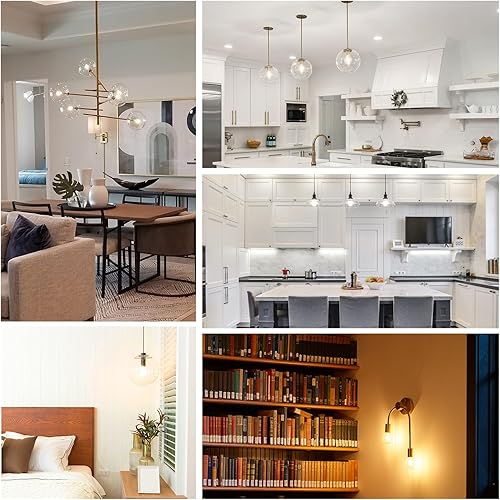 Miniatura 39 de Energetic Bombillas LED de filamento regulables, 8 W, equivalente a 60 W, blanco cálido 3000 K, vidrio transparente clásico, bombilla LED A19