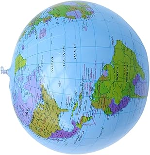 harayaa Inflatable Globe Beach Ball PVC Balloon Toy Easy to Read Geography Globe Map 40cm for Beach Playing School Learning Kids Teacher