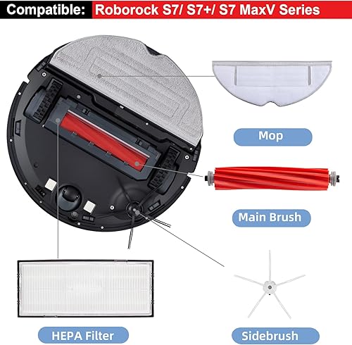 Miniatura 2 de Kit de accesorios de 12 piezas para Xiaomi Roborock S7 MaxV S7 MaxV Plus S7 MaxV Ultra S7 Pro Ultra S7 S7+ aspiradora 1 cepillo principal, 4 filtros