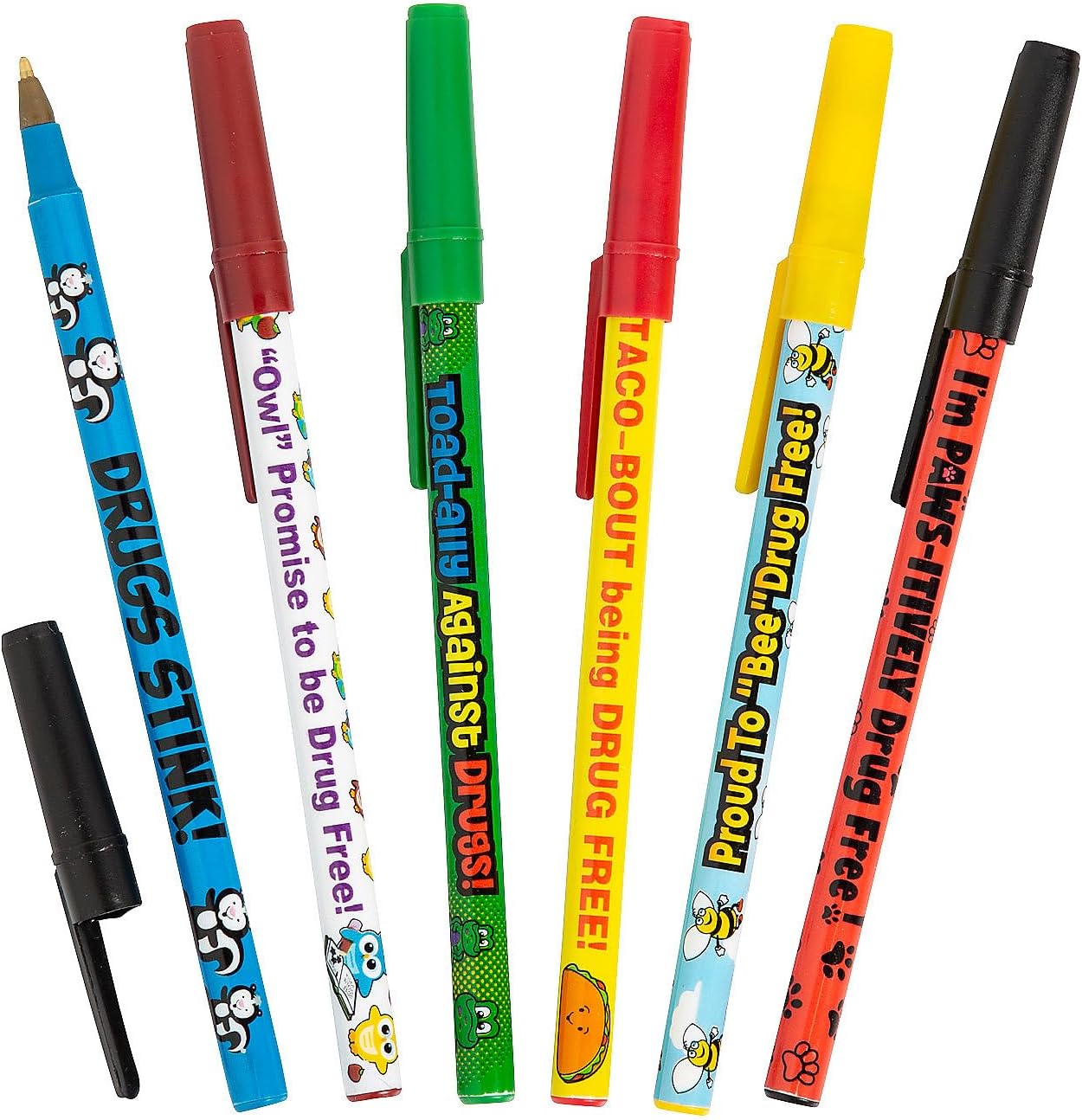 Fun Express Red Ribbon Week Pens Bulk Set 72 Count - Drug Awareness Educational Ballpoint Pens for Substance Abuse Prevention Campaigns | Anti-Drug School Supplies for Health Fairs & Community Events