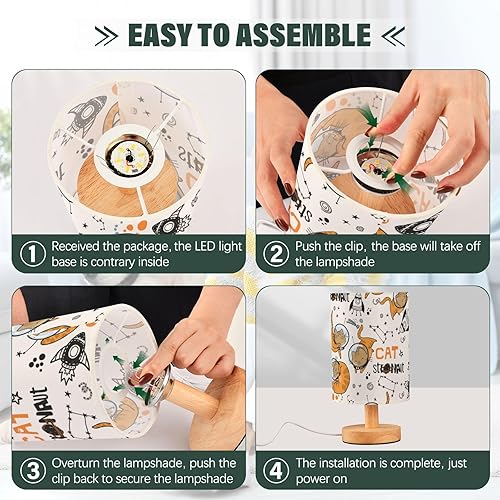 Miniatura 4 de Lámpara de escritorio, lámpara de noche, decoración de gato lindo, extraterrestres, luces nocturnas espaciales para niños pasillo