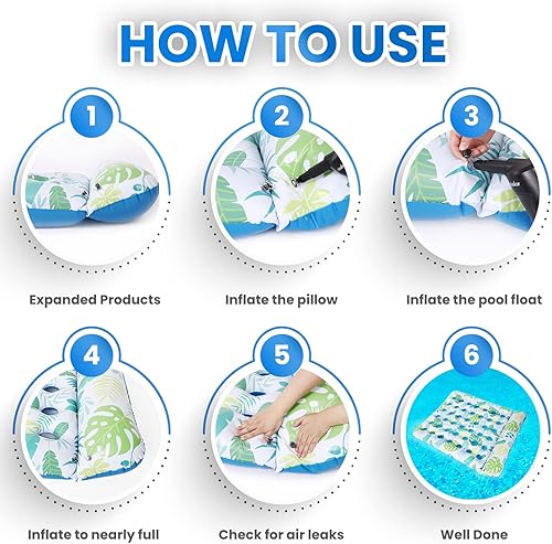 Miniatura 6 de Ocestar Flotador inflable para piscina, 72 x 60 pulgadas, flotadores gigantes para piscina tamaño adulto con reposacabezas lago flotante, tumbona de