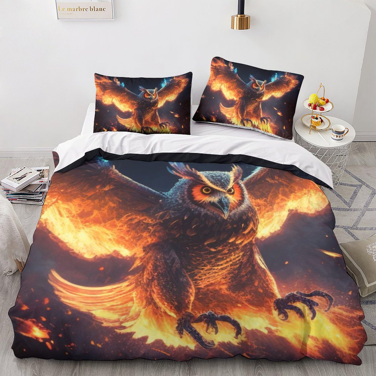 Housse de couette 3D hibou king size zippée pour changer vos draps sans effort