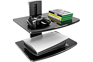 FITUEYES Slim Floating Shelves, 2 Tier Under TV Shelf wall shelves