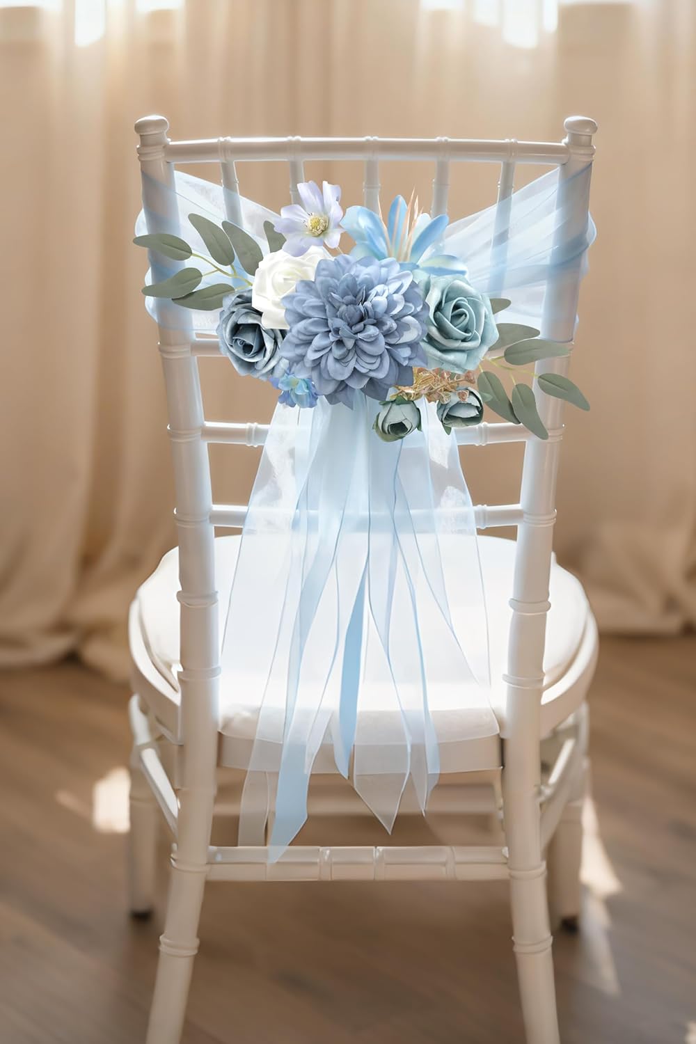 rongflower Blue Artificial Flowers Combo Set Fake Flower Leaf Box with Stemst for DIY Wedding Bridal Bouquet, Centerpieces, Home Decor, Floral Arrangement Decor(Blue)